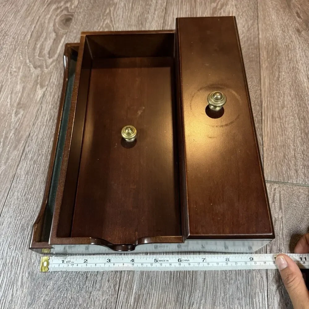 Bombay Company Wooden Desk Organizer Mail Sorter 1996 Hidden Compartment